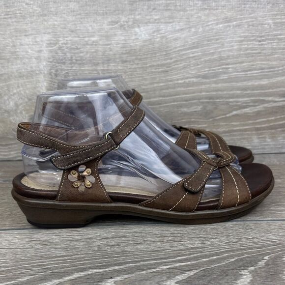 Dansko Caroline Women’s Sz 9.5-10/EU 40 Brown Leather Slingback Floral Sandals - Picture 1 of 10